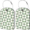 2 Pack Cute Luggage Tag for Suitcases Vintage Groovy Flowers Leather Luggage Tags with Stainless Steel Loop Privacy Flap Name Tags,Men and Women Travel Bag Suitcase Tags