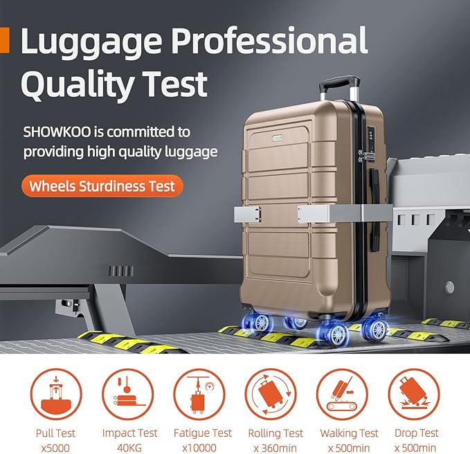 SHOWKOO Luggage Sets Expandable PC+ABS Durable Suitcase Double Wheels TSA Lock 3pcs, Champagne