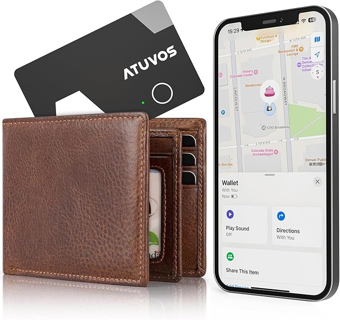 [2025 Apple MFi Certified] ATUVOS Rechargeable Wallet Tracker Card, Ultra Slim 1.6mm Wallet Card Tracker Tag Works with Apple Find My (iOS Only), Item Locator for Luggage Tags, IP67 Waterproof, 2 Pack