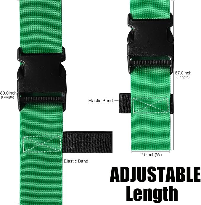 Luggage Straps for Suitcases TSA Approved-2 Pack Bright Personalized Luggage Belt Strap for Suitcase/Carry On Bag Luggage Accessories for Travel (Neon Green)