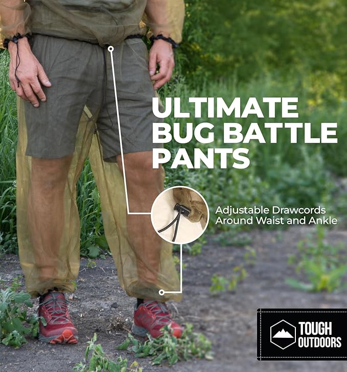 Tough Outfitters Mosquito Suit Pants - Mosquito Clothing for Men & Women - Insect, Bug Proof Net Mesh Pants for Gardening & Outdoor - Protection from Flies, Tick, Gnats