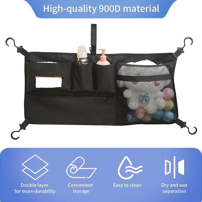 Stroller Wagon Cargo Net for WONDERFOLD Wagon Accessories (Compatible with All W-Series Models), Foldable Mesh Cargo Nets Organizer Bag with Sorting Pockets for Large Storage Space