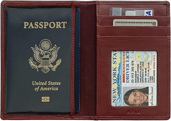 Personalized Monogrammed Merlot Leather RFID Passport Wallet