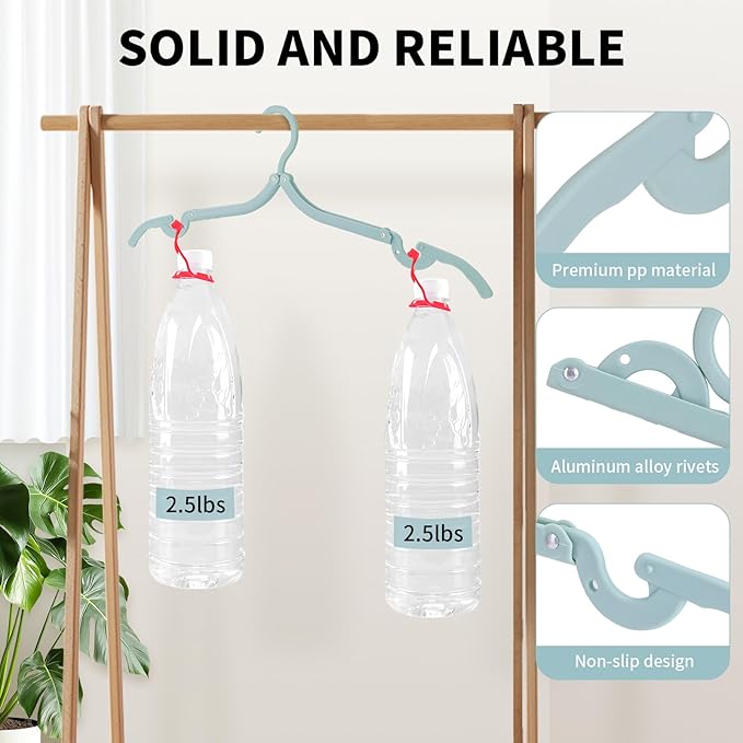 Foldable Travel Hangers,50Pcs Portable Clothes Hangers for Cruise, Suitcases, Closets | Lightweight Plastic Hanger Set for Hotels, Business Trips, Vacation (Pink/Beige/Green/Blue)