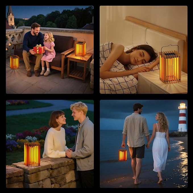 2 Set Solar Lantern Outdoor LED Hanging Solar Lantern with IP44 Rattan Outside Rating for Patio Garden Decor for Outside Porch Yard Table Top Decorative Tree Home(Square