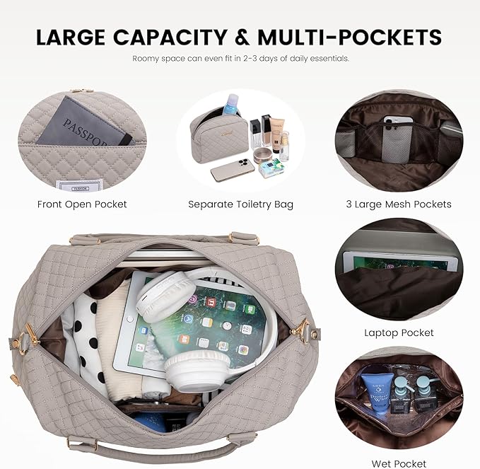 LOVEVOOK Travel Duffle Bag,Weekender Bags for Women with Shoe Compartment，Carry on Overnight Bag with Toiletry Bag,Gym Duffel Bag with Wet Pocket, Hospital Bags for Labor and Delivery