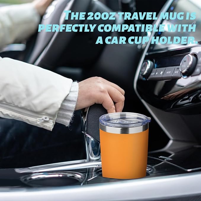 20oz Tumbler with Straw and Brush, Stainless Steel Vacuum Insulated tumbler, Double Wall Insulated Coffee Tumbler for Outdoor, Home, Travel,Office (Orange,4pcs)
