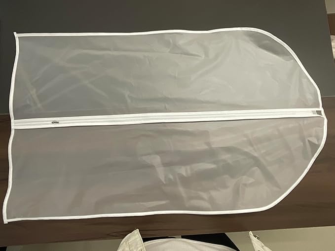 Garment Bag Clear for Long Dress 24'' x 60'' Zippered Garment Bags for Hanging Clothes White Breathable Full Zipper Dust Cover for Clothes Storage Closet Pack Of 6
