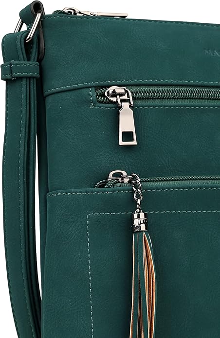 MASINTOR Crossbody Purses for Women, Multi Pocket Casual Crossbody Bag, Adjustable Strap Shoulder Bag with Tassel