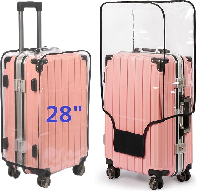 FABWAY Clear PVC Suitcase Cover - Thicken Wheeled Cover, Transparent, Waterproof & Dustproof - 28"