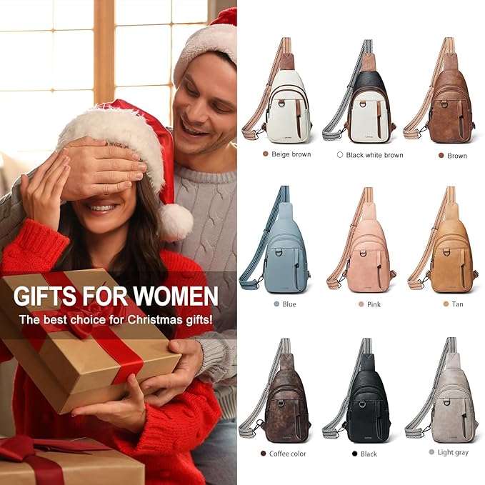 7L Sling Bag for Women Men Leather Small Sling Backpack Daypack Anti Theft Fanny Pack Crossbody Purse Travel