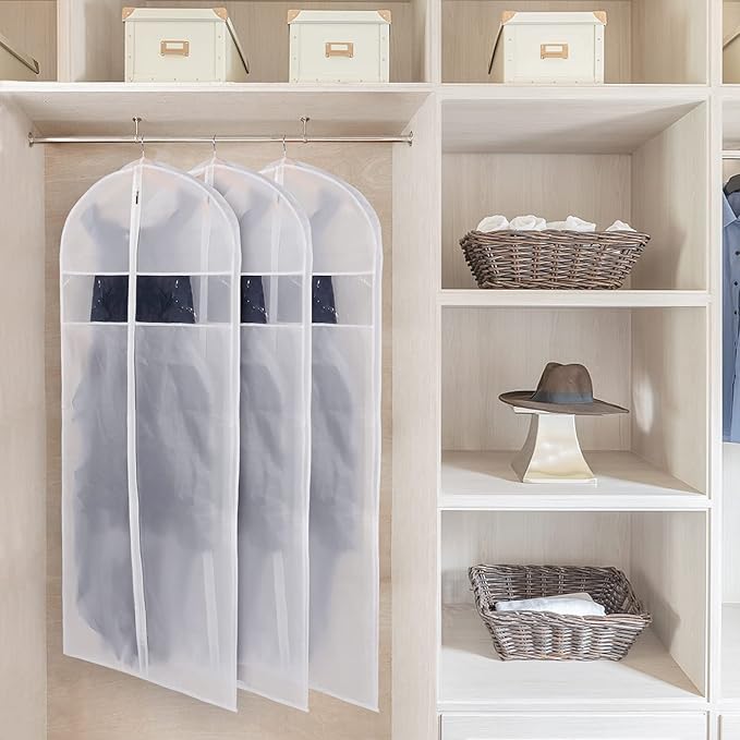 Zilink Dress Bags for Gowns Long 72-inch Garment Bags for Long Dresses Clear Dress Protector Bag with 3" Gusset and Full Length Zipper for Dresses, Fur Coat Gown Closet Storage（Set of 4）