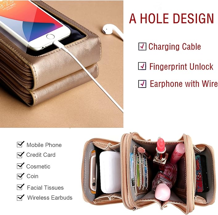 Crossbody Cellphone Purse Women Touch Screen Bag RFID Blocking Wallet Handbag Shoulder Strap