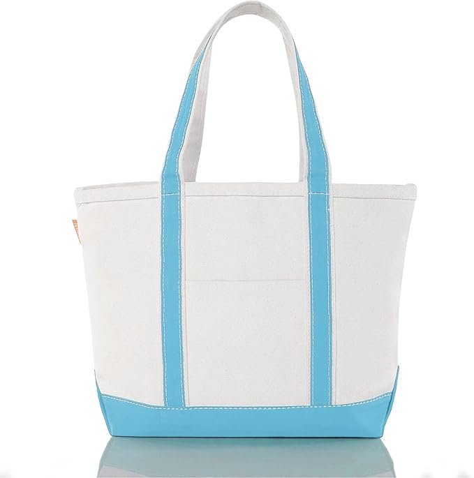 CB STATION Medium Classic Canvas Tote Bag for Women, Top Zipper Closure, Outer Pocket, Daily Essentials, Groceries, Traveling