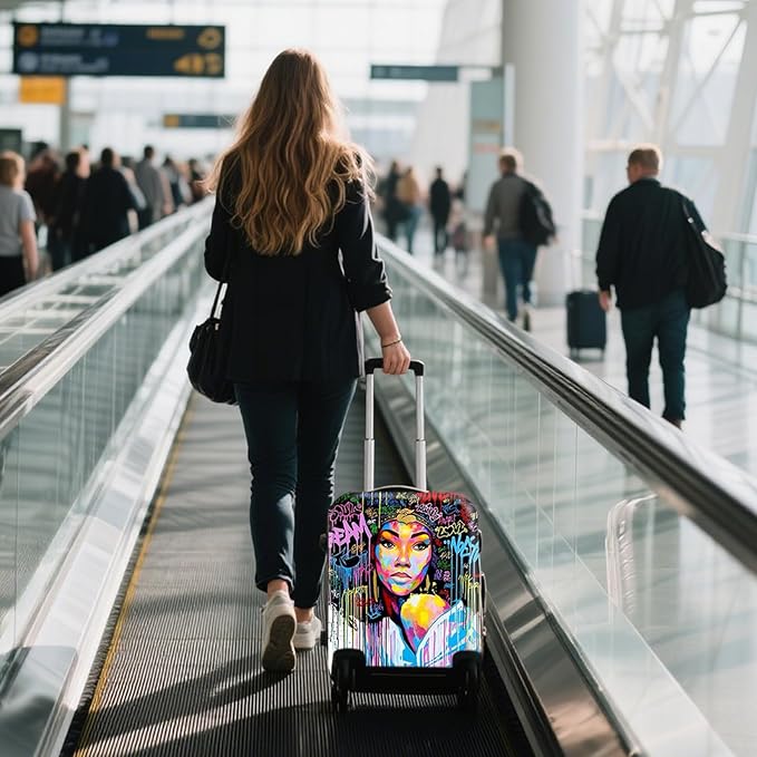 WUJIAONIAO Travel Luggage Cover Baggage Suitcase Cover Protector Skins 18-32 Inch (Graffiti A8, S (for 18-20 inch luggage))