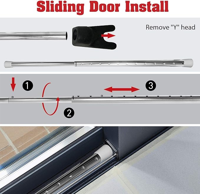 Door Security Bar, SECURITYMAN 2 in 1 Adjustable Door Stoppers Security Bar & Sliding Door Security Bar - Heavy Duty Door Lock Stick Jammer for Apartment, Dorm, Front Door Inside Safety Must Haves