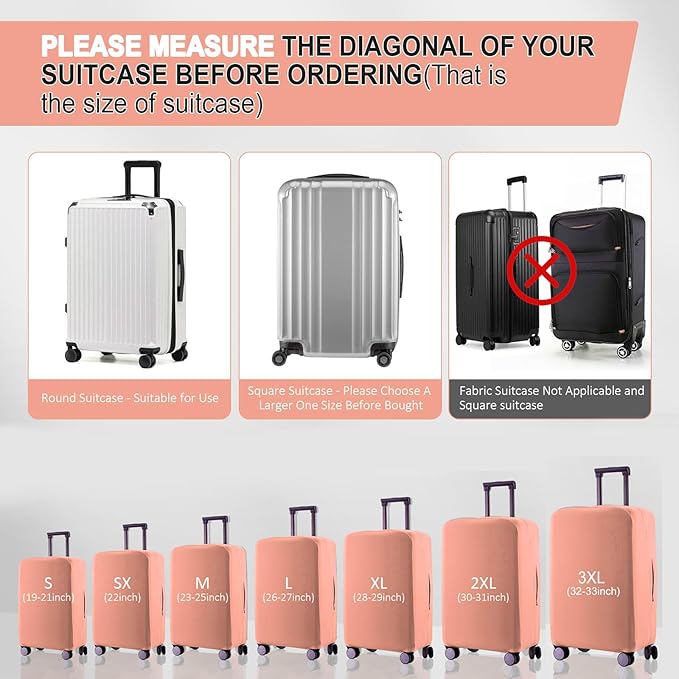 Travel Luggage Cover - Scratch-Resistant Fit 19-33 Inch, Pink, 3XL