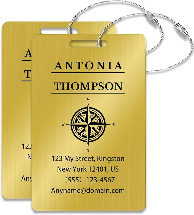 Personalized Luggage Tags for Suitcases (2/4/6/8 Pack) - Custom Engraved Metal Travel Tag, Customizable Pattern/Name/Text for Bags Backpacks Suitcases