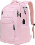Laptop Backpack,Business Travel Anti Theft Slim Durable Laptops Backpack with USB Charging Port,Water Resistant College Computer Bag for Women & Men Fits 15.6 Inch Laptop and Notebook-Light Pink