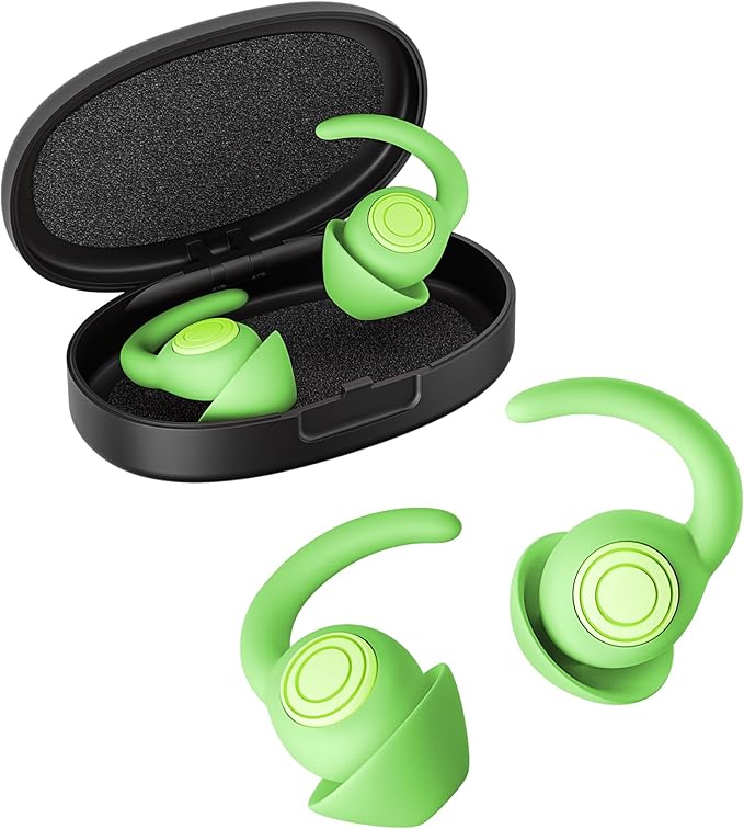 Ear Plugs for Sleeping - Noise Reduction Soft Silicone Earplugs, 2 Pairs Reusable Hearing Protection Earplugs for Noise Sensitivity, Sleep,Travel,Sound Reduction Noise Cancelling - Green