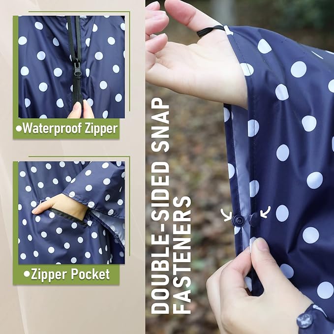 SaphiRose Unisex Rain Poncho Raincoat Hooded for Adults Women with Pockets