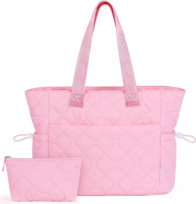 TOPEAST Tote Bag for Women, Large Puffer Tote Bag with Zipper, Lightweight Work Bags for Women, Quilted Bags for Nurse Travel