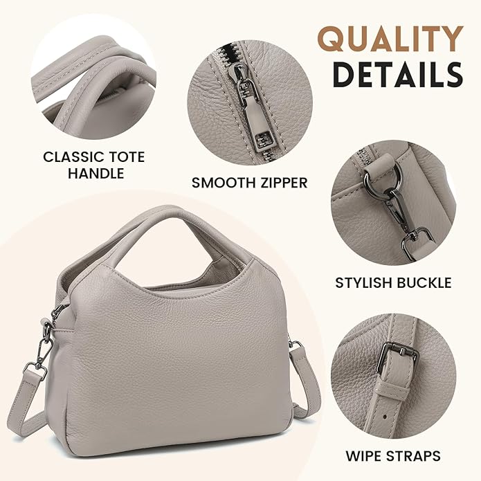KOGTLA Genuine Leather Purses for Women, Crossbody Shoulder Bags with Top-Handle, Tote Satchel Handbags