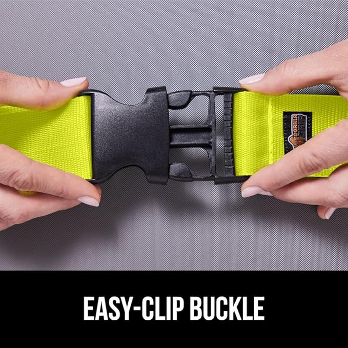 GORILLA GRIP Heavy Duty 4 Pack Adjustable Luggage Straps for Suitcases, Easy to Identify Travel Belt Connector Holds Suitcase Together, Extends Life of Bag, Strap Connects Two Bags, Accessories Yellow