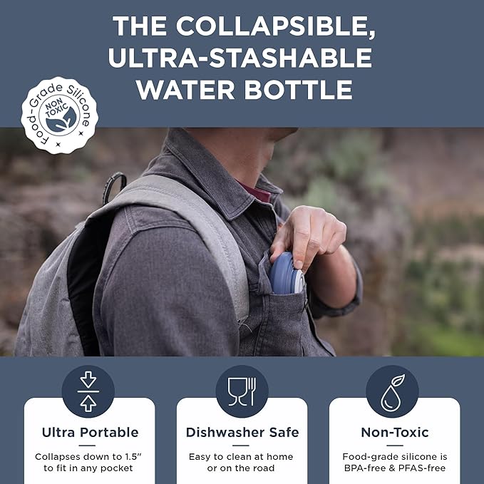 HYDAWAY 17oz Collapsible Water Bottle - BPA-Free, Leakproof, Lightweight, and Space-Saving - Perfect for Travel, Hiking, and Everyday Hydration