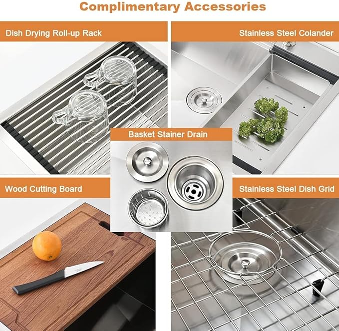 30 Inch Drop In Kitchen Sink Workstation-Bokaiya 30x22 Stainless Steel Drop In Sink 16 Gauge Deep Single Bowl Kitchen Sink with Cutting Board