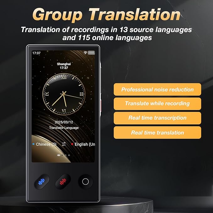 Language Translator Device 2025, AI & ChatGPT & No WiFi Needed, Real-Time Two Way Voice/Photo Translation, 148+ Languages Offline/Online, Portable for Business, Learning & Global Travel