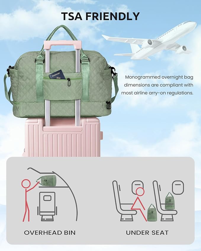 Bridesmaid Proposal Gifts, Gifts for Women-Initial Travel Bag with Shoe Compartment, Girls Weekender Bag, Monogram Overnight Bag for Women, Letter Travel Bag with Makeup Bag (Letter D)