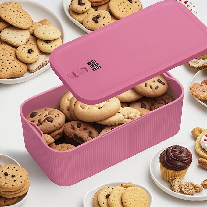 Sanidika Lockable Storage Box, Locking Medicine Box, Cell Phone Locked Jail, Food Medical Lockbox, Containers Bin for Personal Refrigerator Home Office Organization Travel Gift,9.25 x 5 x 3.6" (Berry)