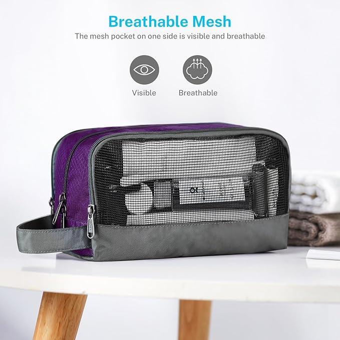 Gonex Travel Toiletry Bag Nylon, Dopp Kit Shaving Bag Toiletry Organizer Deep Purple