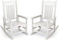 SERWALL Outdoor Rocking Chair Set of 2, HDPE Patio Rocking Chair All-Weather Porch Rocker for Balcony, Yard, White