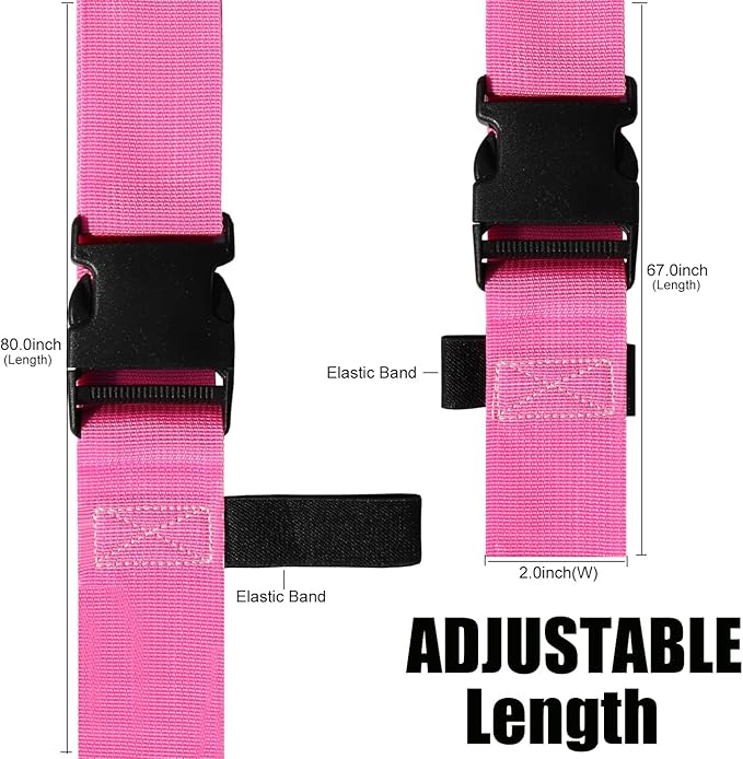 Luggage Straps for Suitcases TSA Approved-2 Pack Bright Personalized Luggage Belt Strap for Suitcase/Carry On Bag Luggage Accessories for Travel (Pink)