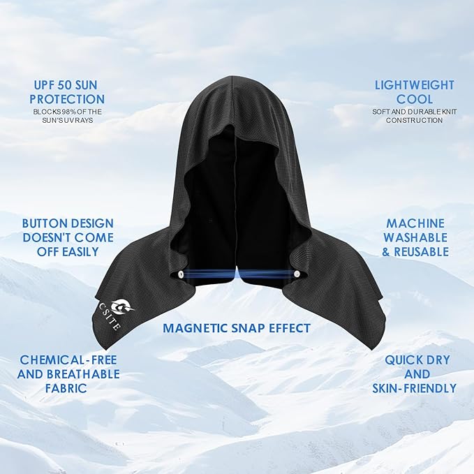 3 Pack Cooling Hoodie Towels for Neck and Face, UPF 50 Sun Protection & Instant Cooling, Ice Towels for Hot Weather, Soft Breathable Towel for Sport, Work Out, Gym, Camping & More Activities