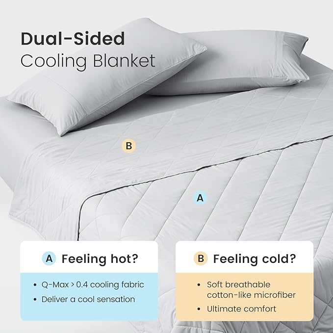 Cozy Bliss Cooling Throw Blanket for Hot Sleepers, Q-Max 0.4 Cooling Comfort 50x70, Cold Blankets for Night Sweats Sleeping, Ultra-Cool Lightweight Breathable Summer Blanket for Bed Travel
