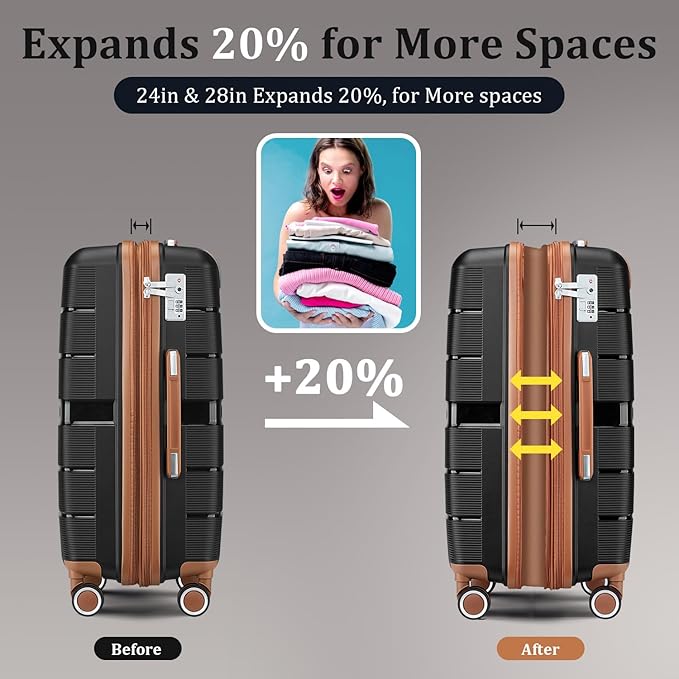 4-Piece Hardshell Luggage Set with TSA Locks, Expandable Suitcases and Silent Spinner Wheels - Vibrant Colors for Easy Identification (14/20/24/28 Inch) - Family Travel Suitcase Sets