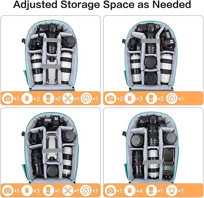 MOSISO Camera Backpack, DSLR/SLR/Mirrorless Photography Camera Bag 15-16 inch Waterproof Hardshell Case with Tripod Holder&Laptop Compartment Compatible with Canon/Nikon/Sony, Aquamarine