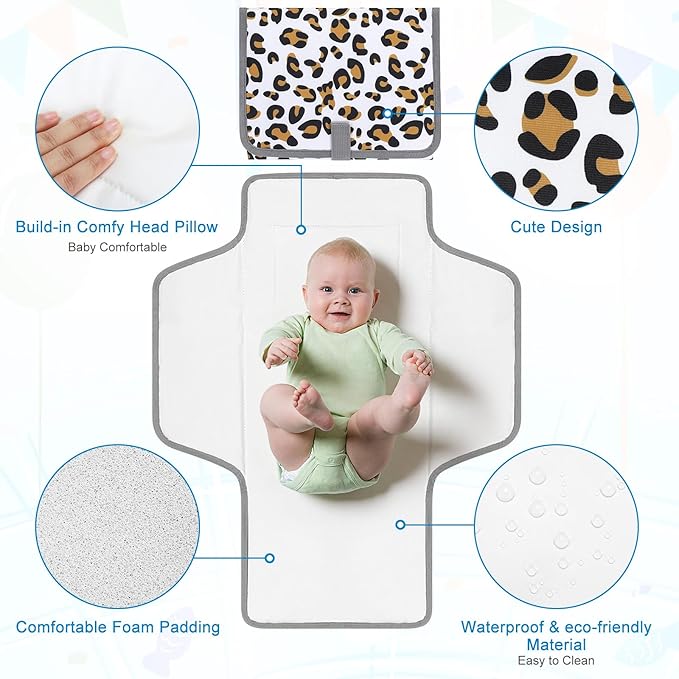Accmor Portable Diaper Changing Pad, Waterproof Baby Changing Mat, Foldable Travel Diaper Changing Pads for Baby