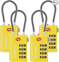 ANVIL 4 Digit Luggage Locks, TSA Locks for Luggage, Advanced TSA008 core, Alert Indicator for Your Travel Lock, Suitcase Lock. (4, Yellow)