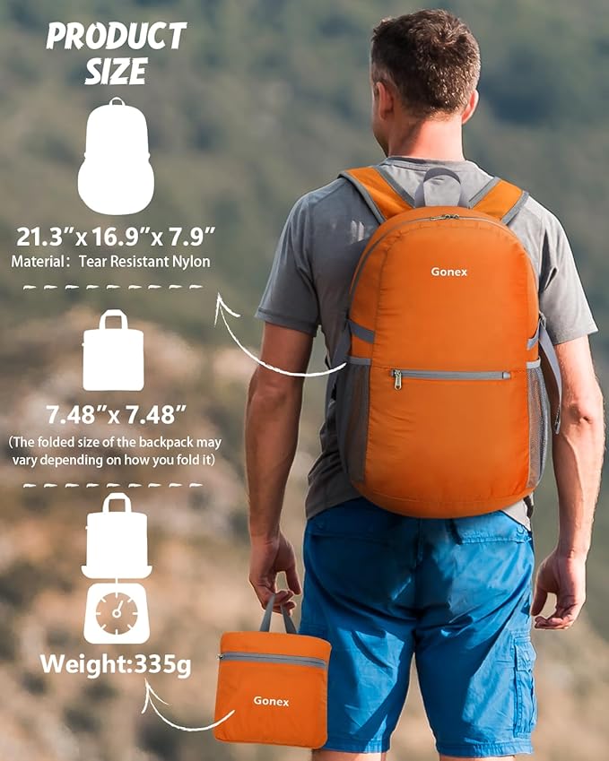 Gonex 30L Ultra Lightweight Packable Backpack, Handy Foldable Daypack for Camping Outdoor Travel Cycling Backpacking