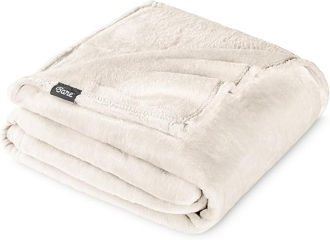 Bare Home Fleece Blanket - King Size - Ultra-Soft Lightweight for Bed, Sofa, and Couch - Luxury Microplush - Cozy Warm Blanket (King, Vanilla)