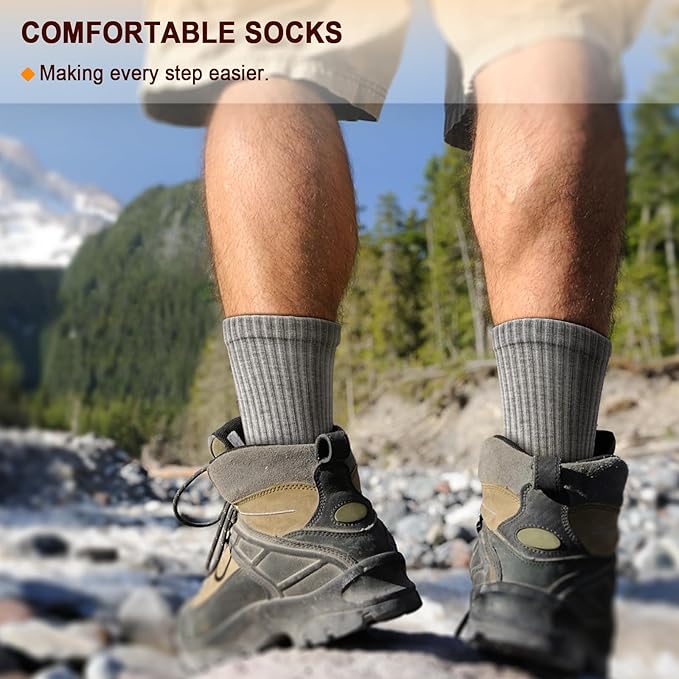 BULLIANT Compression Socks for Men 6Pairs, Athletic Crew Socks Cushioned For Men Sports Running-Arch Support