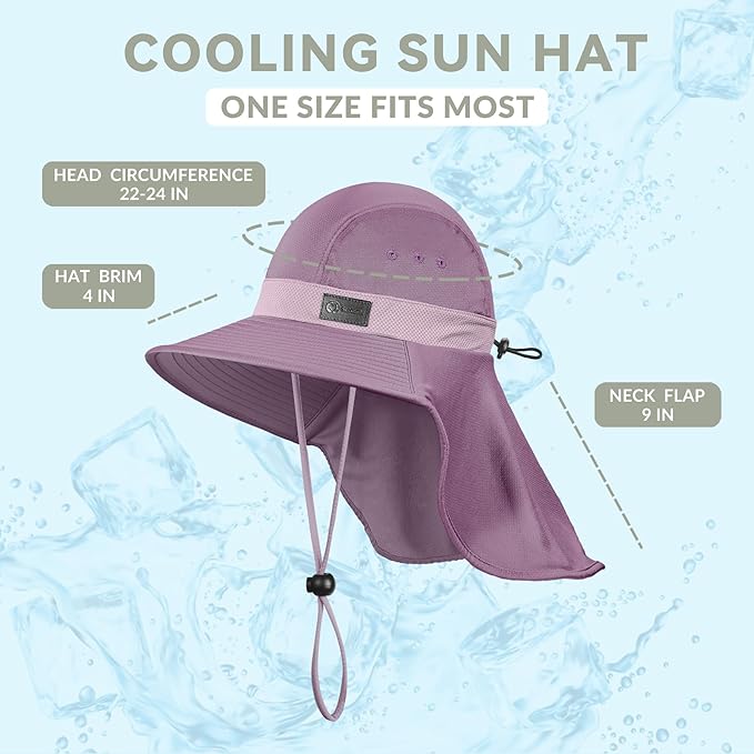 Sukeen Cooling Sun Hat for Men Women UPF50+ Wide Brim Fishing Hat with Neck Flap Adjustable Foldable Bucket Hat for Hiking