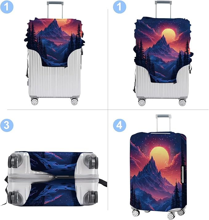 Luggage Cover Washable Suitcase Protector Anti-scratch Suitcase cover Fits 20-34 Inch Luggage (Snow mountain, L(28-30inch suitcase))