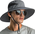 NPQQUAN Ponytail Sun Bucket Hats for Women Men Wide Brim UPF 50+ Fishing & Beach Hats