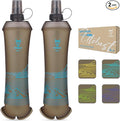 UTOBEST 500ml Soft Flask, 2 Pack Flexible TPU Hydration Water Bottle, Collapsible with 28mm Caliber for Running, Hiking, Cycling, Climbing, and Marathon Blue
