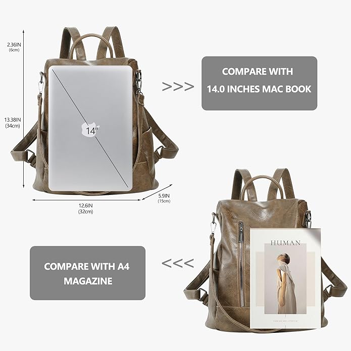 Women Backpack Purse PU Leather Anti-theft Casual Shoulder Bag Fashion Ladies Satchel Bags